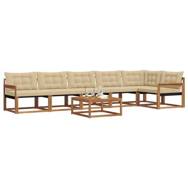 vidaXL &Uacute;ti s&oacute;fasett me&eth; p&uacute;&eth;i 7 pcs N&aacute;tt&uacute;rulegt og B&eacute;ig