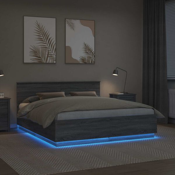 vidaXL Ramsv&iacute;k me&eth; h&ouml;fu&eth;gafl Gr&aacute;r Sonoma 200 x 200 cm Samsettur vi&eth;ur