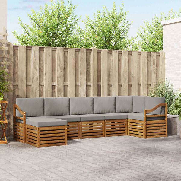 vidaXL S&oacute;fasett 7 pcs N&aacute;tt&uacute;rulegt og Lj&oacute;st Gr&aacute;tt Hrein akas&iacute;utr&eacute;