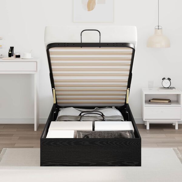 vidaXL Ott&oacute;man s&aelig;ngurrammi Svart Eik 203 x 90 x 25 cm Verkefnavi&eth;ur