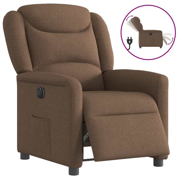 vidaXL Electric Recliner st&oacute;ll Br&uacute;nt efni