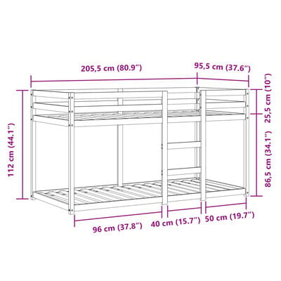 vidaXL Koja án Dýnu Bleik 90x200 cm Gegnheil Fura