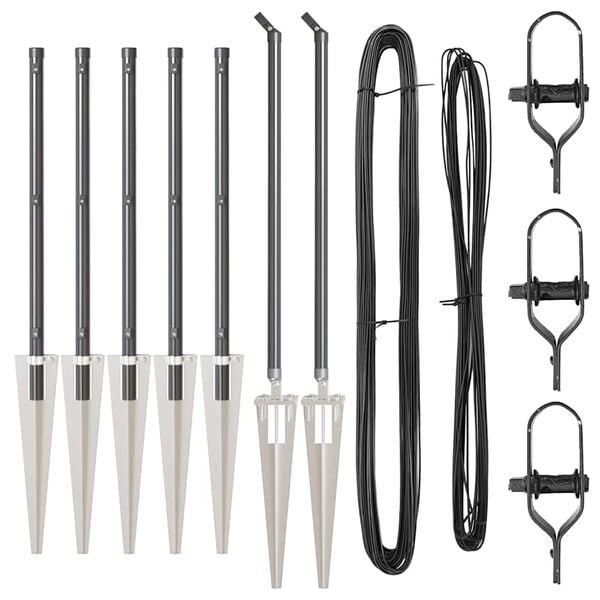 vidaXL Gir&eth;ingarp&oacute;stur 7 pcs Gr&aacute;r St&aacute;l