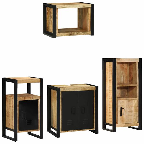 vidaXL Ba&eth;herbergismublasett 4 pcs Br&uacute;nn 55 x 35 x 60 cm Hart mang&oacute;tr&eacute;