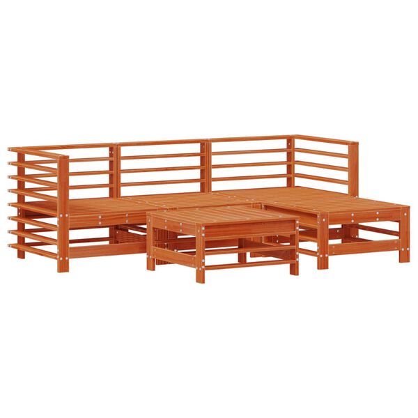 vidaXL Gar&eth;setustofa 5 pcs VaxBr&uacute;nn Mass&iacute;ft furuvi&eth;