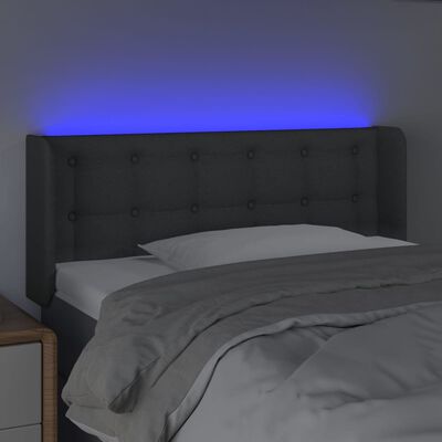 vidaXL LED Höfðagafl Dökkgrátt 83x16x78/88 cm Efni