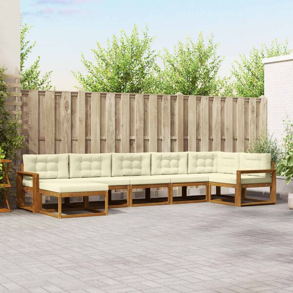 vidaXL &Uacute;ti s&oacute;fasett me&eth; p&uacute;&eth;i 7 pcs N&aacute;tt&uacute;rulegt og Krem