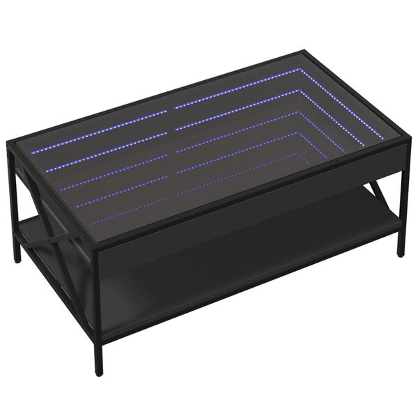 vidaXL S&oacute;fabor&eth; me&eth; &Oacute;endanleika LED Svart 90x50x38 cm