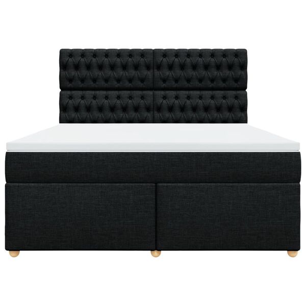 vidaXL H&oacute;lfa&eth; Springr&uacute;m Svart 180x200 cm Tauefni