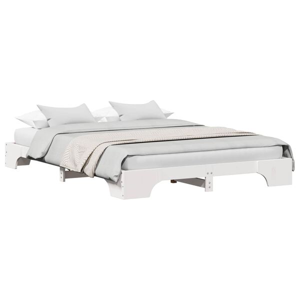 vidaXL Ramsv&iacute;k Hv&iacute;tt 150 x 200 cm Solid furuhikk