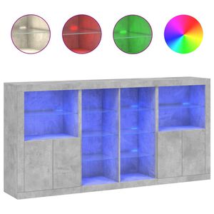 vidaXL Skenkur me&eth; LED Lj&oacute;sum Steypugr&aacute;r 202x37x100 cm