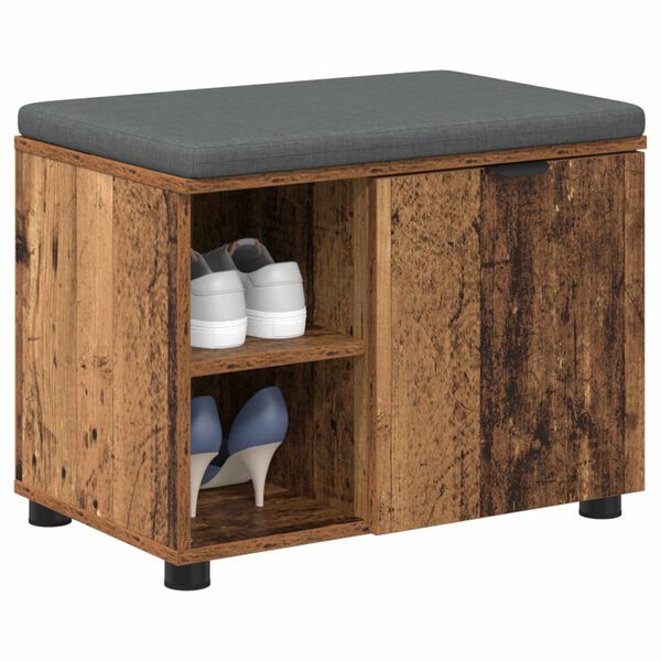 vidaXL Hallarbekk me&eth; p&uacute;&eth;i Einlita Gamalt timbur 60 x 38 x 46 cm