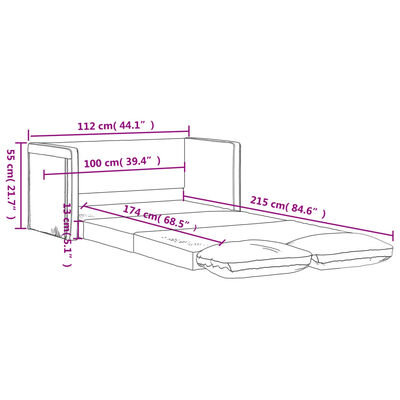 vidaXL Gólfsvefnsófi 2-í-1 Blár 112x174x55 cm Dúkaefni