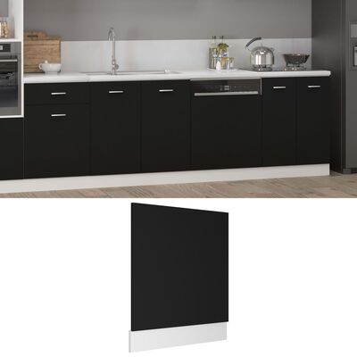 802563 vidaXL Dishwasher Panel Black 59,5x3x67 cm Chipboard