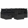 vidaXL Gar&eth;s&oacute;fa sett me&eth; p&uacute;&eth;i me&eth; geymslu 7 pcs Svartur Poly rattan