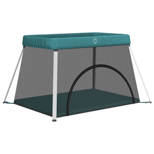 vidaXL Barnaleikgrind me&eth; D&yacute;nu Gr&aelig;nt L&iacute;nefni