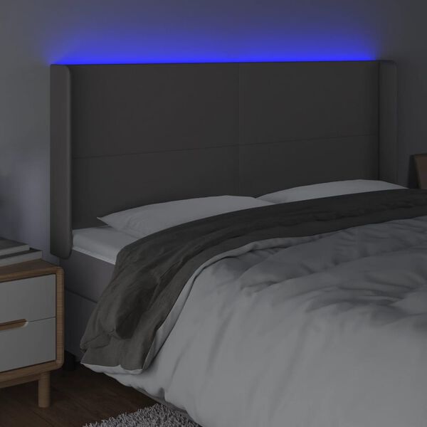 vidaXL LED h&ouml;fu&eth;gafl Gr&aacute;tt 183x16x118/128 cm Le&eth;url&iacute;ki