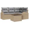 vidaXL Gar&eth;s&oacute;fa sett me&eth; p&uacute;&eth;i 5 pcs Beige og lj&oacute;s gr&aacute;tt p&oacute;l&yacute;rattan