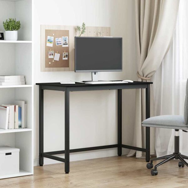 vidaXL bor&eth; Svartur Eik 80 x 50 x 76,5 cm Vinnslutr&eacute; og st&aacute;li