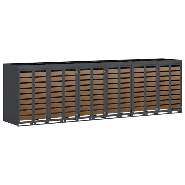 vidaXL Rúlluskápur fyrir 3 ruslatunnur Antrasít 340 x 77.5 x 115.5 cm