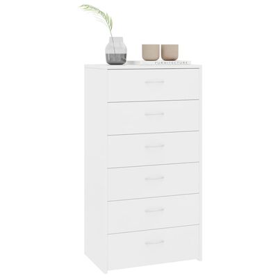 800666 vidaXL Sideboard with 6 Drawers White 50x34x96 cm Chipboard