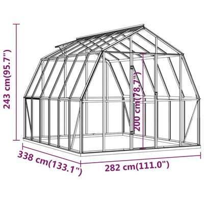 vidaXL gróðurhús með grunngrind Antrasít 9,53 m² ál