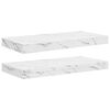 vidaXL Vegghylla 2 pcs Hv&iacute;tt marmara 50 x 23,5 x 4 cm Samsettur vi&eth;ur