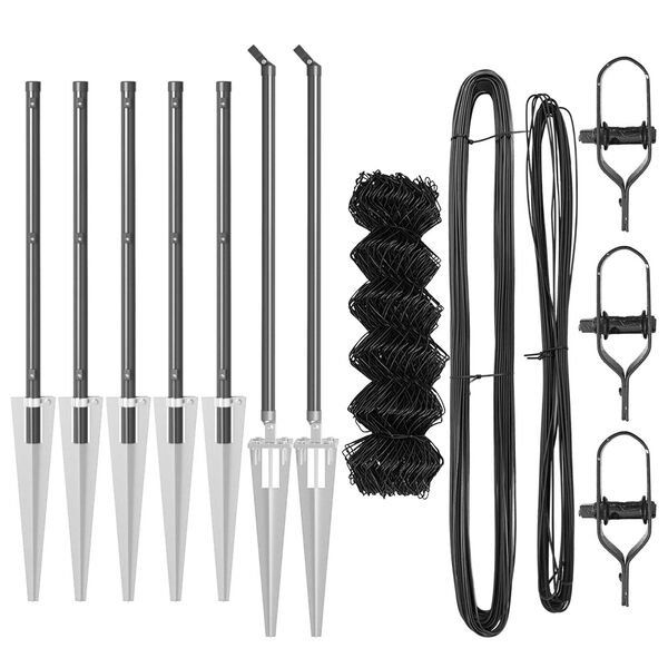 vidaXL Gir&eth;ingarp&oacute;stur Gr&aacute;r 10 x 0,8 m (40 x 40 mm net) St&aacute;l og PVC