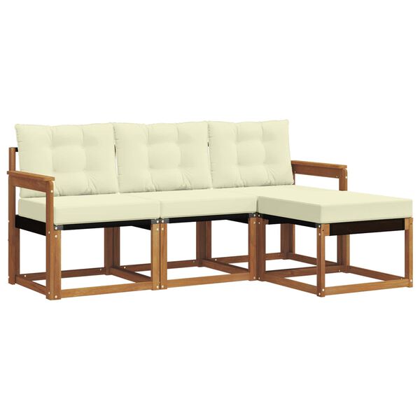 vidaXL &Uacute;ti s&oacute;fasett me&eth; p&uacute;&eth;i 4 pcs N&aacute;tt&uacute;rulegt og Krem