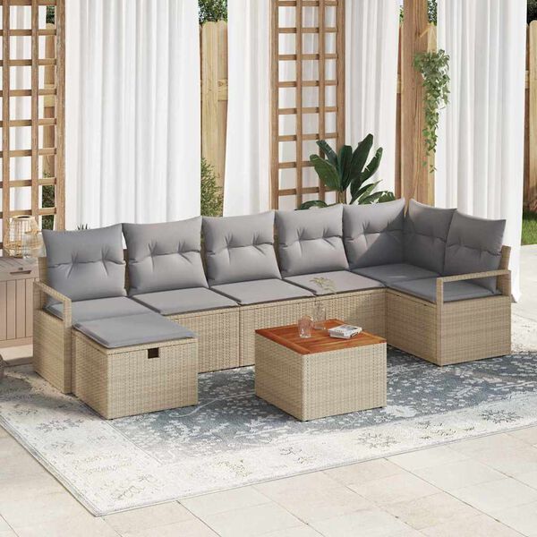 vidaXL Gar&eth;s&oacute;fa sett me&eth; p&uacute;&eth;i 8 pcs Drapplita&eth;ur Poly rattan