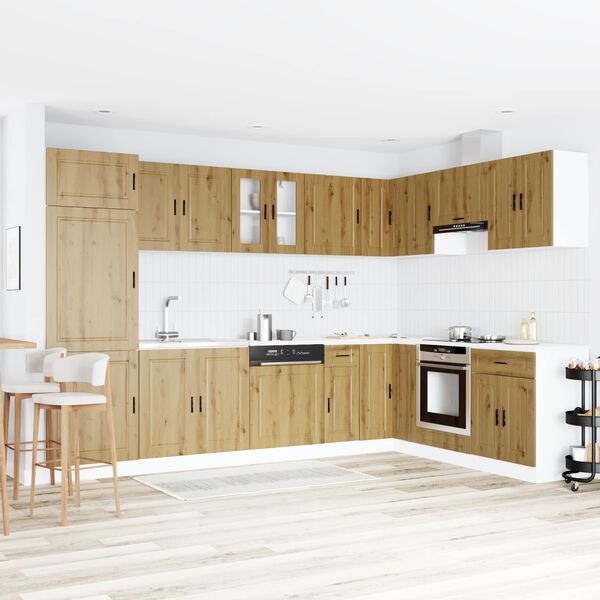 vidaXL Vaskskap me&eth; geymslu me&eth; hur&eth; Porto 2 pcs Br&uacute;nn Samsettur vi&eth;ur