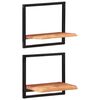 vidaXL Vegghillur 2 stk. 40x24x35 cm Gegnheill Akas&iacute;uvi&eth;ur og St&aacute;l