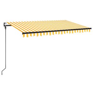 vidaXL Sj&aacute;lfvirkt Skyggni me&eth; LED&Vindskynjara 450x300 cm Gular/Hv&iacute;tar