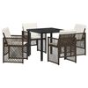 vidaXL Gar&eth;ur bor&eth;sett 5 pcs Br&uacute;nn p&oacute;l&yacute;rattan