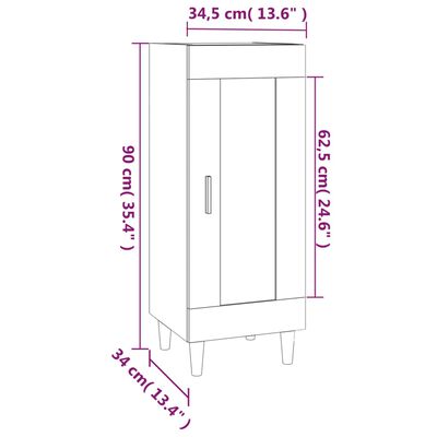 vidaXL Skenkur Svartur 34,5x34x90 cm Samsettur Viður