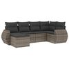vidaXL 6 -Hluta Gar&eth;s&oacute;fasett me&eth; Sessum Gr&aacute;tt P&oacute;l&yacute;rattan