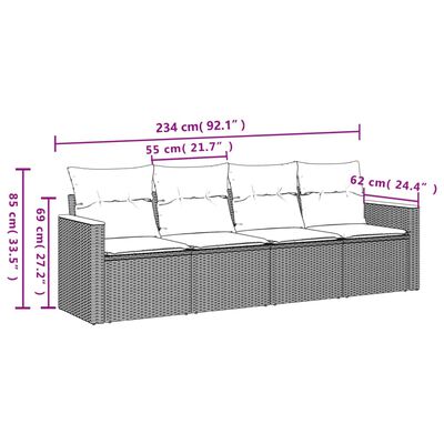 vidaXL 4 Hluta Garðsófasett með Sessum Drapplituð Blanda Pólýrattan