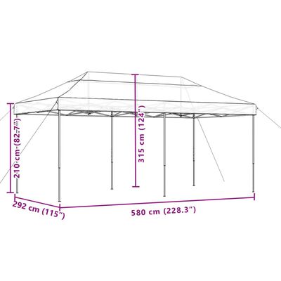 vidaXLSamfellanlegt Veislutjald Pop-Up Drappað 580x292x315 cm