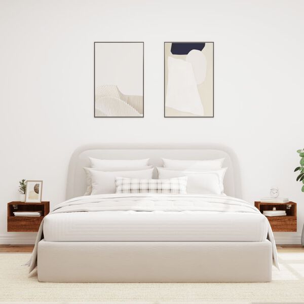 vidaXL Sj&oacute;nvarpsveggsk&aacute;par 2 stk. Br&uacute;n Eik 40x30x30 cm Samsettur vi&eth;ur