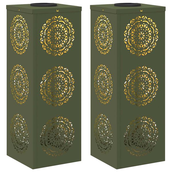 vidaXL S&oacute;lar LED st&iacute;gslj&oacute;s 2 pcs Ol&iacute;fugr&aelig;nn Kaldvalsa&eth;ur st&aacute;lar