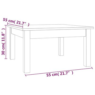 vidaXL Sófaborð Svart 55x55x30 cm Gegnheill Fura