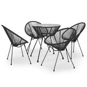 vidaXL 5 Parta &Uacute;tibor&eth;stofusett PVC Rattan Svart