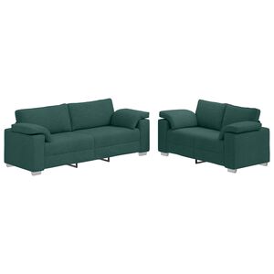 vidaXL S&oacute;fasett 2 pcs D&ouml;kkgr&aelig;n 219 x 77 x 82 cm d&uacute;kur