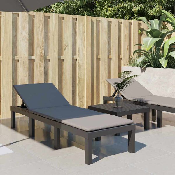 vidaXL S&oacute;lbekkur me&eth; Sessu Reykgr&aacute;tt PP Plast