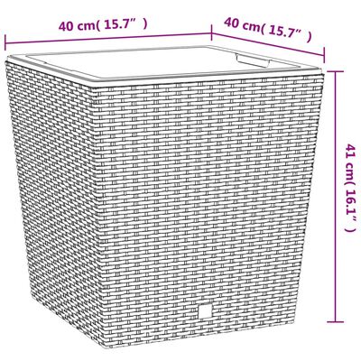 vidaXL Gróðurker Laus Innri Pottur Brúnt 37 / 64 L PP Rattan