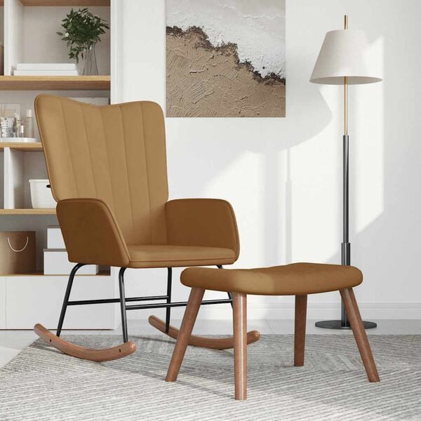 vidaXL Ruggust&oacute;ll me&eth; F&oacute;tskemli Br&uacute;nt Flauel