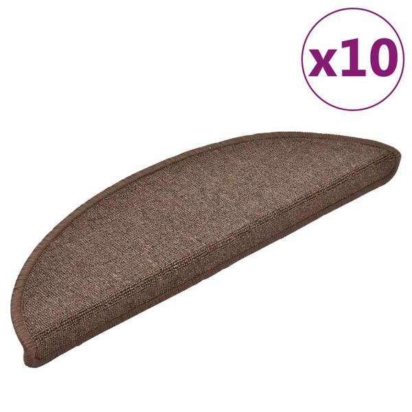 vidaXL Stigamottur 10 stk 56x17x3 cm kaffibr&uacute;nar h&aacute;lfhringlaga