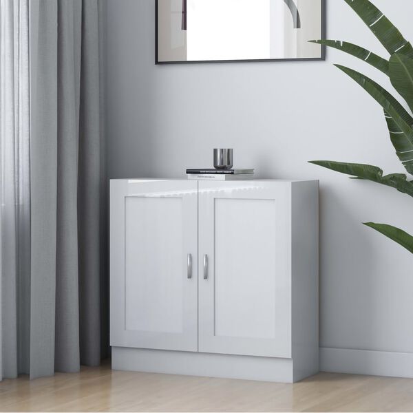 vidaXL B&oacute;kask&aacute;pur H&aacute;glansandi Hv&iacute;tur 82,5x30,5x80 cm Samsettur Vi&eth;ur