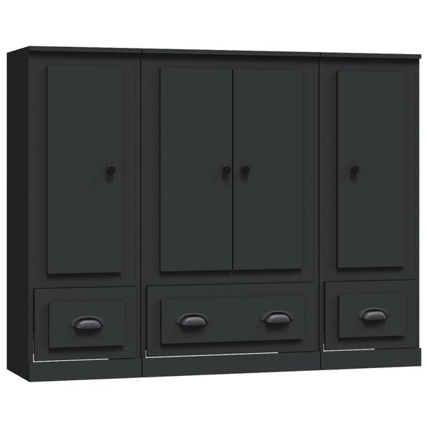 vidaXL H&aacute;ir Sk&aacute;par 3 stk. Svartur Samsettur Vi&eth;ur