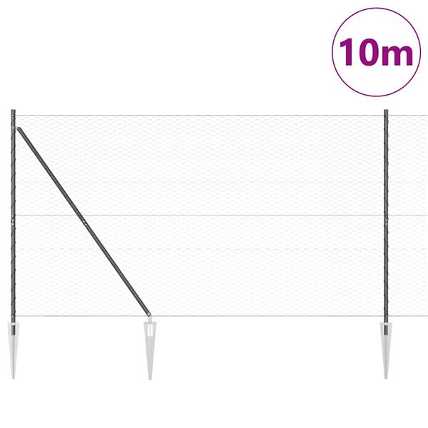 vidaXL Gir&eth;ingarp&oacute;stur Gr&aacute;r 10 x 1,5 m (36 mm net) St&aacute;l og PVC